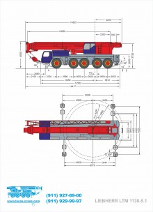 Габариты автокрана LIEBHERR LTM 1130-5.1