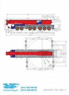 Габариты крана LIEBHERR LTM-1400-7.1