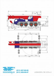 Габариты крана LIEBHERR LTM 1070-4.1