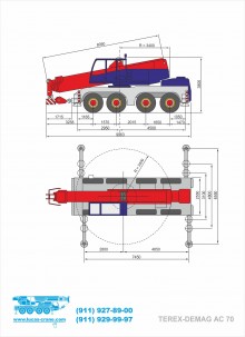 Габариты автокрана TEREX-DEMAG