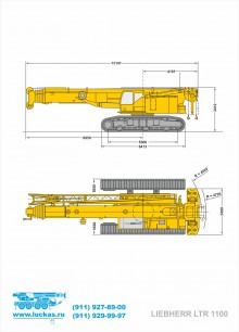 Габаритные размеры крана LIEBHERR LTR 1100