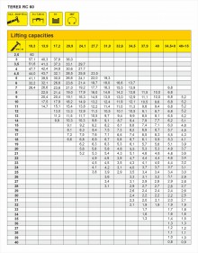 TEREX RC 60 Truck Crane Load Capacity Chart